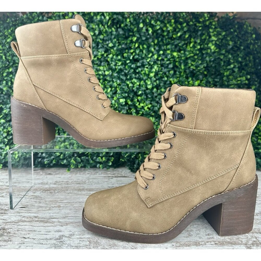 CROWN VINTAGE Hollis Boot Women’s 7M Mocha Lace Up Zip Heel Faux Leather Rugged - Picture 14 of 14